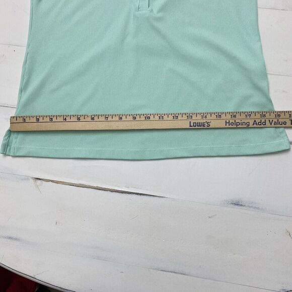 Athleta Womens Uptempo Ribbed Henley Top Sz L Mint Green Athleisure - Picture 14 of 15